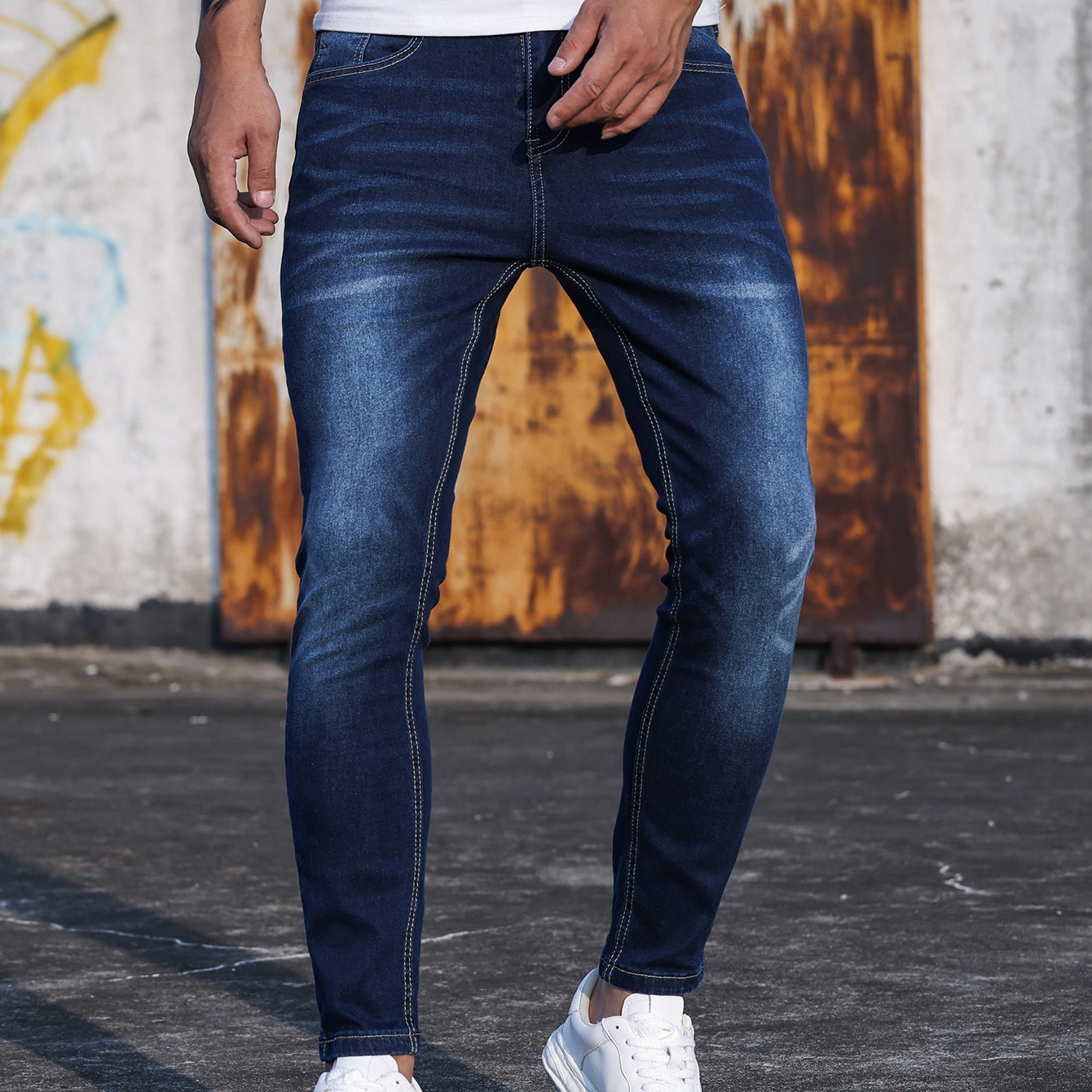 Men's Blue Stretch Skinny Denim Jeans